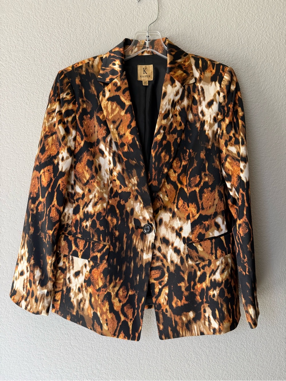 Vintage Kasper Leopard Animal Print Satin Blazer Jacket | 10P